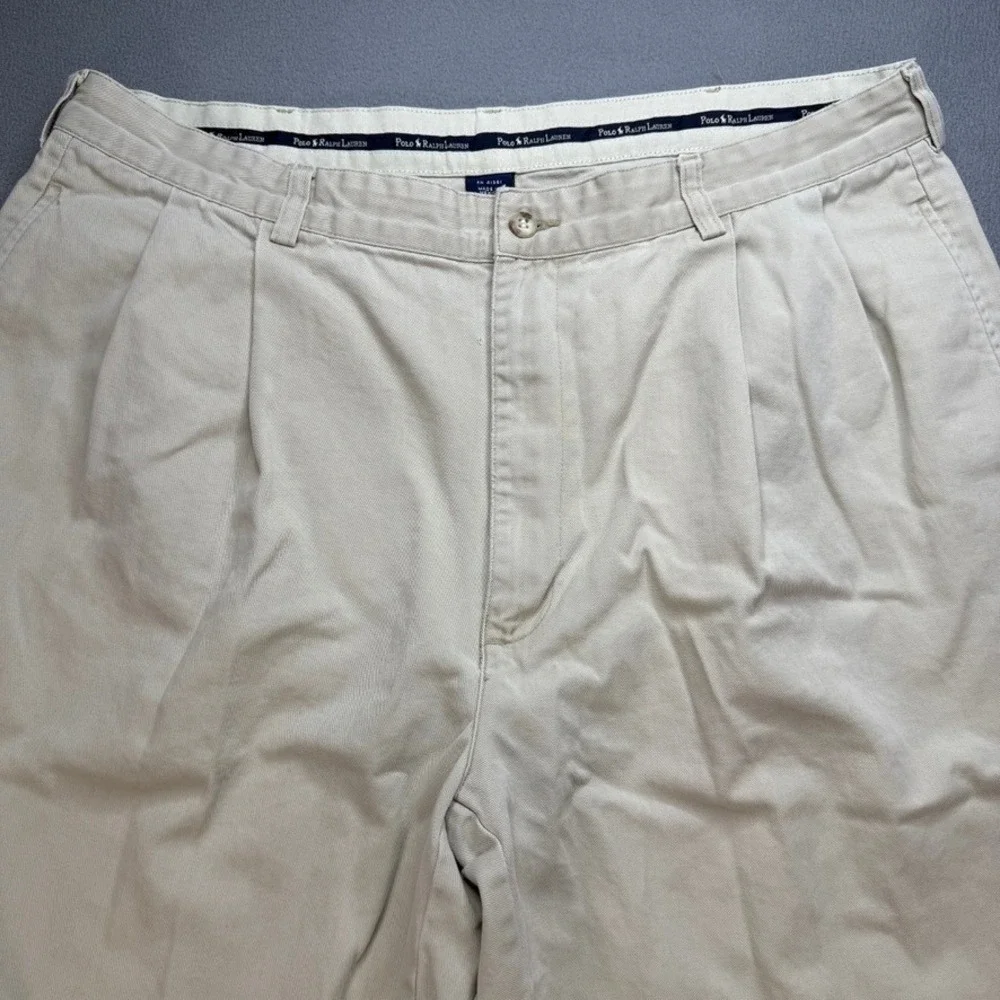 VTG Polo Ralph Lauren Chino Pants Andrew Pant 38x32 (FIT 36x30) Khaki Pleated P
